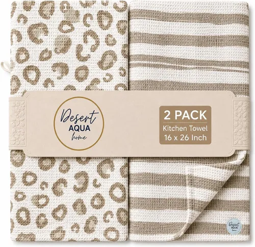 Vista 20 de Paquete de 2 Paños de cocina de doble cara Microfibra de tejido gofre Altamente absorbente Lazo para colgar Paños de cocina 2 cuadros