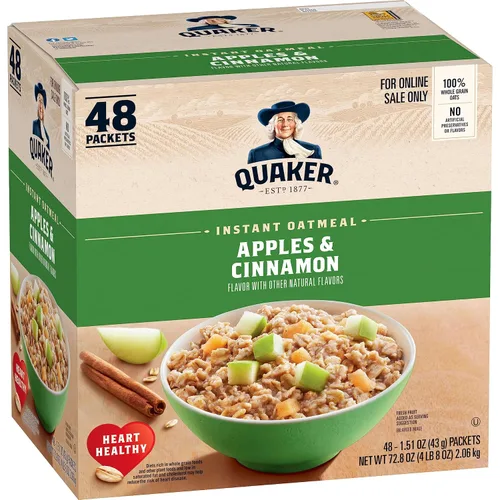Vista 11 de Avena instantánea Quaker Immunity, paquete variado de 3 sabores, buena fuente de vitaminas C, D y zinc, granos enteros, sin sabores artificiales