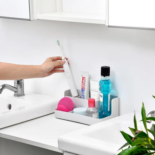 Vista 2 de VITVITI Porta cepillos de dientes para baño, organizador de baño, encimera, organizador de encimera de baño con 5 compartimentos de almacenamiento