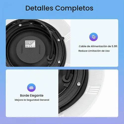 Vista 3 de 12V 54W Luz de piscina subacuática con cambio de color LED RGB IP68 con control remoto (54W)
