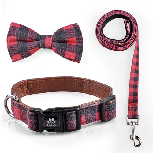 Vista 19 de IVY&LANE Juego de collar y correa reflectante para perro, collares de perro acolchados de neopreno ajustable para cachorros, collar de nailon