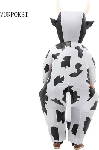 Vista 6 de VURPOKSI Disfraz inflable de vaca para Halloween, fiesta de disfraces de Navidad