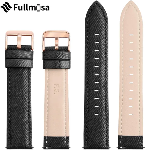 Vista 7 de Fullmosa Cross - Correa de repuesto de reloj de pulsera en cuero auténtico para hombres y mujeres, 0.551 in, 0.630 in, 0.709 in, 0.787 in, 0.866 in
