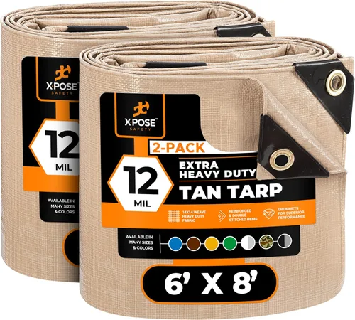 Vista 14 de Xpose Safety Lona protectora de polietileno plateado resistente de 5 x 7 pies - Funda protectora multiusos - Duradera, resistente al agua