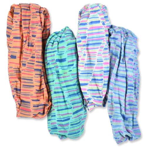 Vista 7 de Bamboo Trading Company Diademas anchas bohemias, juego de 4 divertidos estampados a rayas, 16 pulgadas de largo x 9 pulgadas de ancho, tonos coral