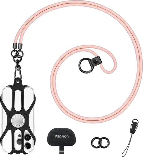 Vista 9 de Kaptron Cordón universal para teléfono celular: correa cruzada ajustable para teléfono celular con soporte de silicona para teléfono y correas