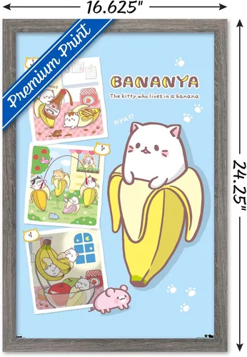 Vista 3 de Trends International Bananya - Póster de pared de collage, 14.72 x 22.37 pulgadas, versión enmarcada de madera de granero