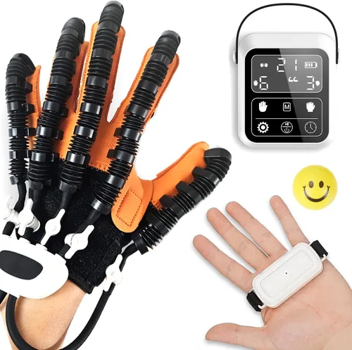 Vista 9 de Guante robot de rehabilitación para recuperación de accidente cerebrovascular, guante robótico de terapia de mano para dedos de mano izquierda