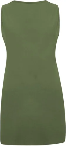 Vista 4 de Vestido sin mangas para mujer, elegante, transpirable, con estampado, elástico, para ocultar el vientre, cuello redondo, vestido de playa