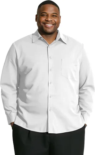 Vista 15 de Camisas grandes y altas para hombres, camisas de vestir casuales de manga larga con botones y bolsillo para negocios, viajes, uso diario