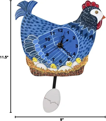 Vista 4 de American Made - Reloj de pared con péndulo de huevo, 11.5 x 9 pulgadas, color azul