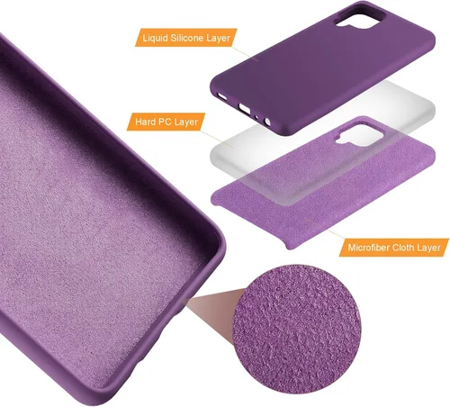 Vista 3 de Funda diseñada para Galaxy A42 5G, silicona líquida de goma a prueba de golpes, forro de tela de microfibra suave, compatible con Galaxy A42 5G