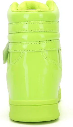 Vista 5 de UBFEN Womens High Top Ankle Support Sneakers Vibrant Colour Hidden Wedge Heel Retro 80s Tennis Shoes for Girls Cosplay Removable Insole Footwear