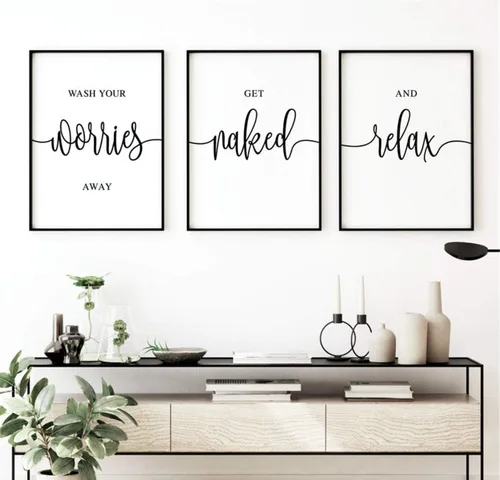 Vista 14 de NATVVA Pósteres de lienzo blanco y negro con texto en inglés "Eat Pray Love", impresiones artísticas de 3 piezas con marco interior de madera