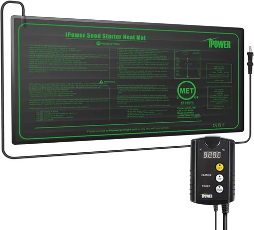 Vista 9 de iPower tapete térmico para plantón, tapete térmico hidropónico caliente con diseño impermeable duradero, estera de calor solamente, Negro