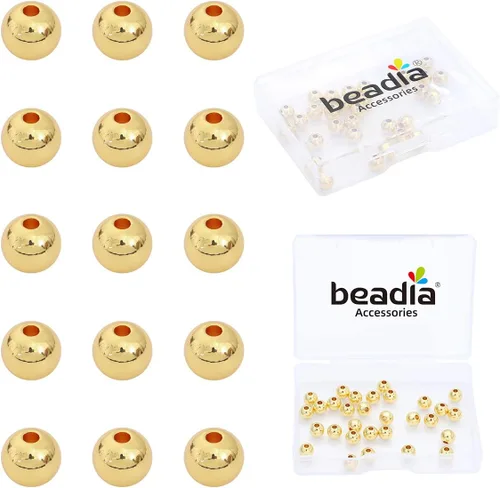 Vista 29 de BEADIA - Cuentas espaciadoras redondas bañadas en oro de 14 quilates, 2 mm, 600 piezas para hacer joyas sin decoloración