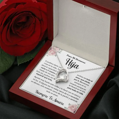Vista 7 de A Mi Hermosa Hija - Collar De Amor Eterno - Ideas Regalo De Cumpleaños Para Mujer, Cajas Tarjetas En Español Collares