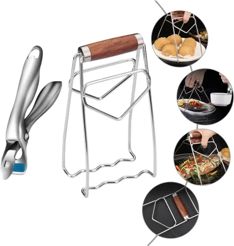 Vista 7 de Abrazadera de tazón de acero inoxidable para platos con clip escaldado, herramienta de cocina para comidas calientes y cuencos