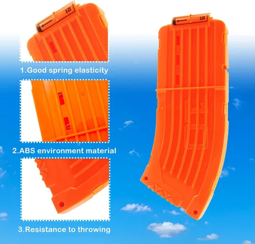 Vista 4 de BOROLA 10 dardos curvados cargador cargador clip de recarga rápida compatible con Nerf Elite (naranja, 3 piezas)
