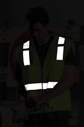Vista 2 de Kishigo All Mesh Contrast Unisex Reflective Safety Vest 1195, ANSI Type R/Class 2, 6 Pockets Zipper, Reflective Lining
