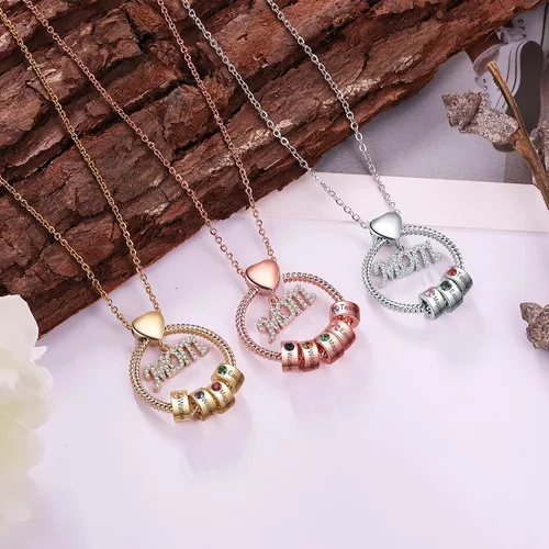 Vista 5 de Wendy Made Personalized Mom Necklace for Women with 1-5 Names for Mom Gifts Custom Mama Gifts Mother Daughter Necklace with Birthstone for Women