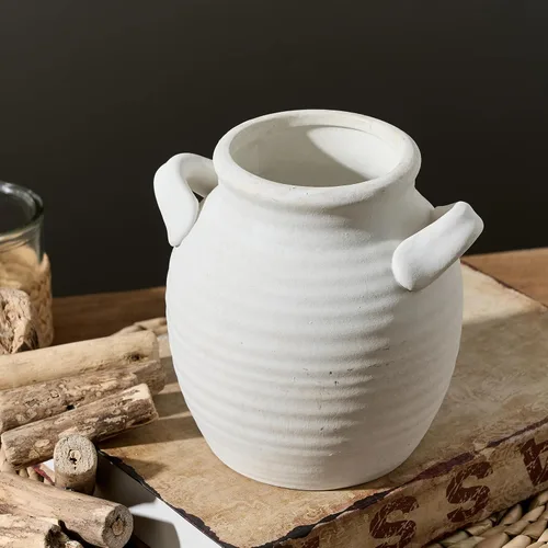 Vista 11 de Florero Grande para Decoración del Hogar - Jarrones de Mesa Rústicos de Cerámica Estilo Granja de 12 Pulgadas de Alto con Asa, Decoración de Sala