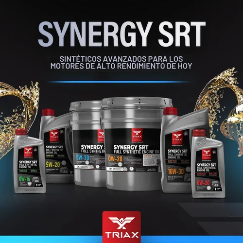 Vista 9 de TRIAX Synergy SRT 5W-30 Aceite de motor PAO-éster completamente sintético, drenaje de 12.4 mi, modificación por fricción moly/boro, licencia API SP