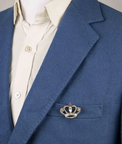 Vista 3 de Knighthood Abrigo dorado con solapa para hombre, regalo de boda, fiesta, camisa, collar, accesorios, broche para hombres, KN23, Metal, Sin gemas.