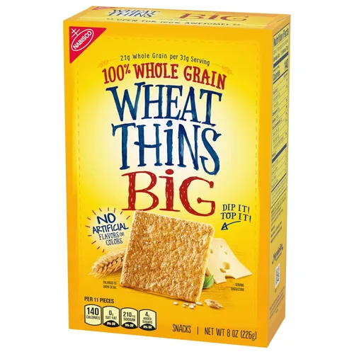 Vista 15 de Wheat Thins BIG Snacks, galletas de trigo integral de grano entero, galletas a granel, cajas de 6 a 8 onzas