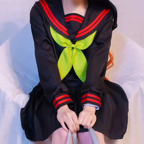 Vista 4 de ZDEARKEY Kamado Nezuko Cosplay traje japonés uniforme escolar niña