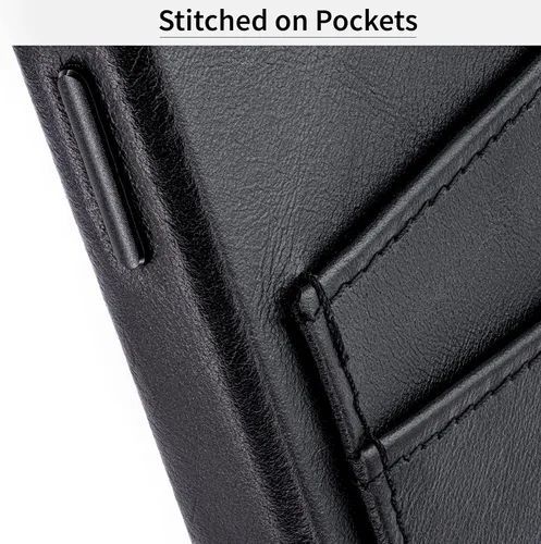 Vista 7 de Dockem Funda de piel auténtica para iPhone 13 con placa de metal integrada para montaje magnético, cartera cosida con 2 soportes para tarjetas