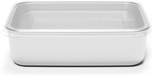 Vista 6 de U Konserve Contenedor de almacenamiento de alimentos de acero inoxidable con forma de caja bento rectangular, con tapa de silicona a prueba de fugas