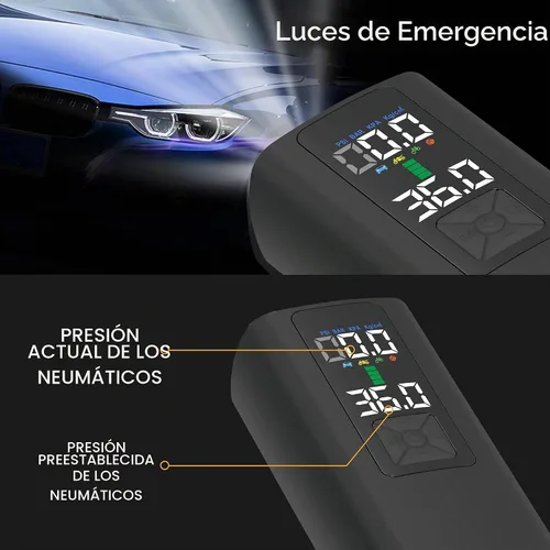 Vista 7 de Inflador de Neumáticos Compresor de Aire Portátil 150PSI Bomba de Aire Automática para Neumático de Coche Accesorios de Coche con Manómetro Digital