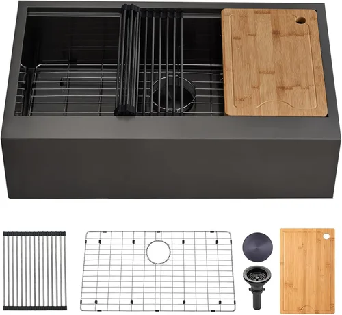 Vista 23 de SHACO Fregadero de barra de 15 x 15 pulgadas, fregadero de cocina pequeño de acero inoxidable de 15 pulgadas, fregadero de cocina pequeño de un solo