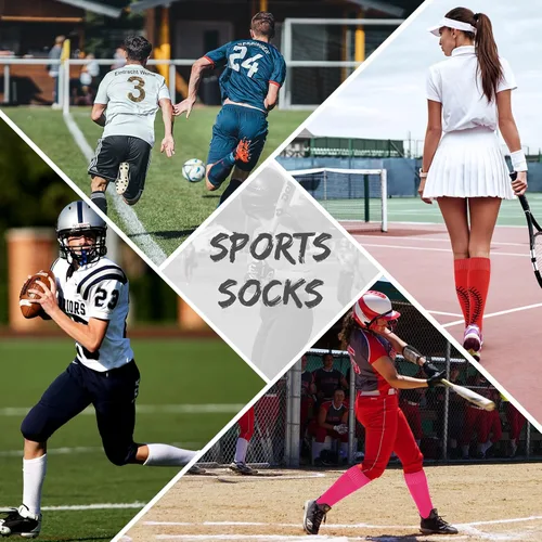 Vista 7 de American Trends Calcetines de sóftbol con puntadas para mujeres o niñas jóvenes Calcetines de sóftbol de béisbol hasta la rodilla atléticos