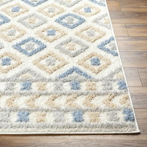 Vista 6 de Hauteloom Tilos - Alfombra marroquí de estilo granja pequeña con diseño de enrejado, alfombrilla para puerta, alfombra peluda, patrón de enrejado