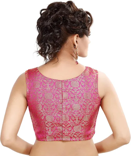 Vista 2 de Madhu Fashion Sari tradicional rico brocado sin mangas para mujer