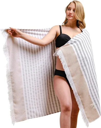 Vista 16 de American Soft Linen Toallas de playa peshtemal turcas 100% algodón, tamaño 35 x 60 pulgadas, paquete de 4 toallas de natación para toallas de playa
