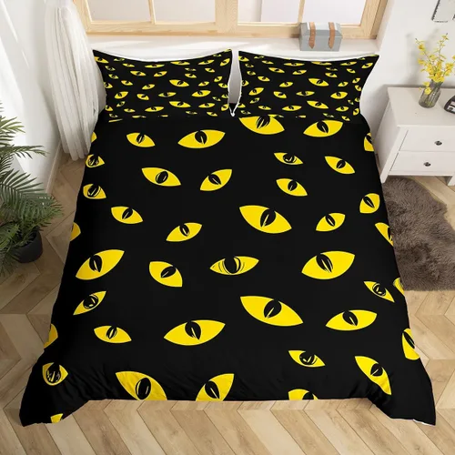Vista 27 de Manfei Juego de funda de edredón de Halloween tamaño individual, juego de ropa de cama de 2 piezas para niños y niñas, decoración de habitación