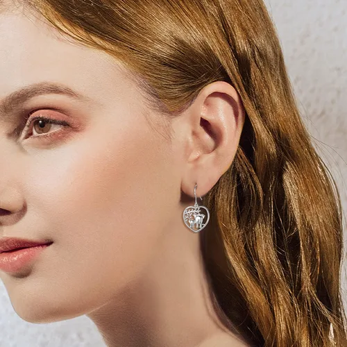 Vista 5 de AEONSLOVE Regalos de elefante para mujer, aretes de elefante de plata de ley 925, joyería de elefante, regalo de elefantes para mujeres, madres