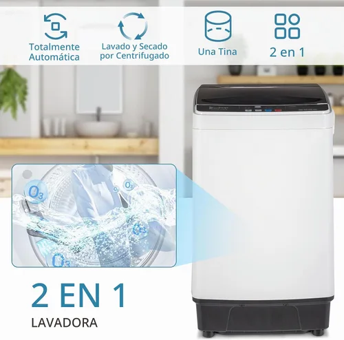 Vista 6 de ROVSUN Secadora de Ropa Portátil de 1.5 Pies Cúbicos y Lavadora Completamente Automática de 17.6 Libras, Juego Combinado de Lavadora y Secadora