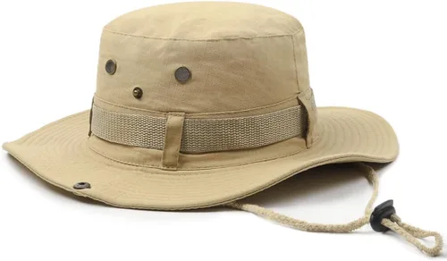 Vista 4 de Zylioo Sombreros Boonie de gran tamaño XXL, sombrero táctico militar de safari para cabezas grandes, sombreros de caza ligeros con correa