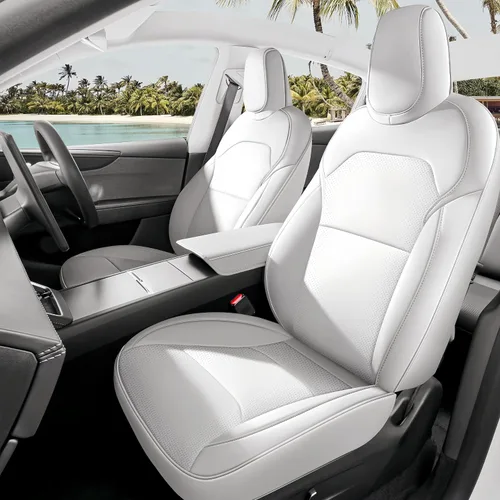 Vista 33 de Funda de asiento para modelo 3 2017 2018 2019 2020 2021 2022 2023, funda de asiento personalizada para Tesla Model 3, compatible con bolsa de aire