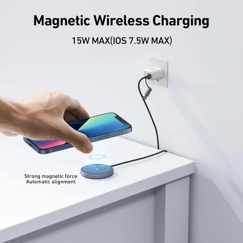 Vista 2 de BENFEI Cargador Inalámbrico Magnético de 15W Compatible con Cargador MagSafe/iPhone 16/16 Pro/16 Plus/16 Pro Max/iPhone 15 Pro Max Plus/iPhone 14 13