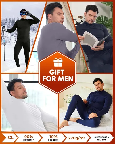 Vista 5 de CL convallaria Paquete de 2 calzoncillos térmicos largos para hombre, forro polar suave, capa base para clima frío, tallas XS-4XL