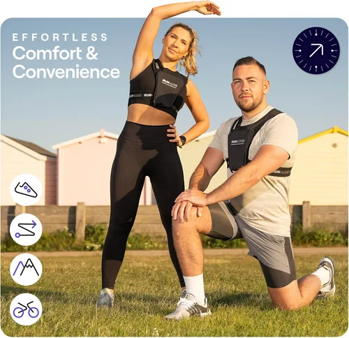 Vista 6 de Chaleco para correr con soporte para teléfono y bolsa impermeable – Cinturón ajustable para pecho de 28 a 44 pulgadas – Equipo reflectante con 2