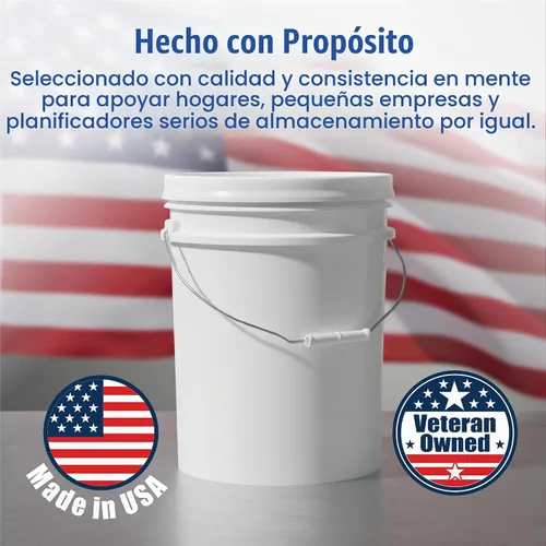Vista 7 de Paquete de 6 cubetas prémium de 5 galones, HDPE de grado alimenticio sin BPA, color blanco, sin tapa