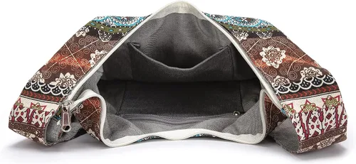 Vista 15 de Bolsa de hombro para mujer, de lona en estilo hippie/bohemio para llevar cruzada al hombro, disponible en diferentes colores y estampados