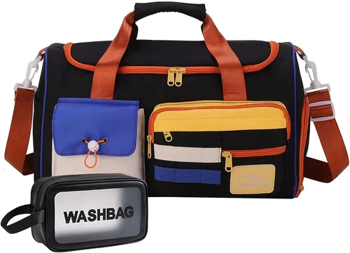 Vista 115 de Pequeña bolsa de gimnasio para mujer, bolsa de viaje con compartimento para zapatos
