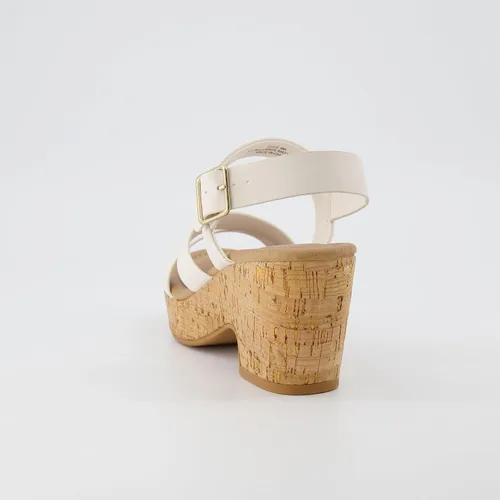 Vista 5 de CUSHIONAIRE Sandalia Russ de cuña de corcho para mujer + espuma viscoelástica, anchos disponibles